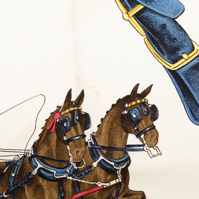 エルメス カレ90 EQUIPAGES 馬車 スカーフ ネイビー マルチカラー
