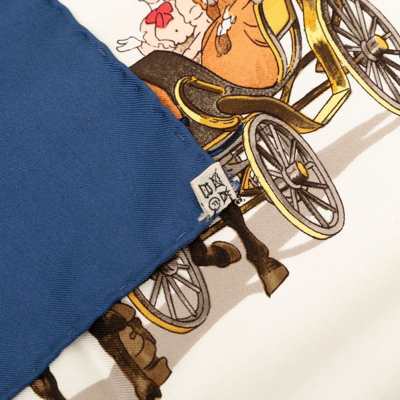エルメス カレ90 EQUIPAGES 馬車 スカーフ ネイビー マルチカラー