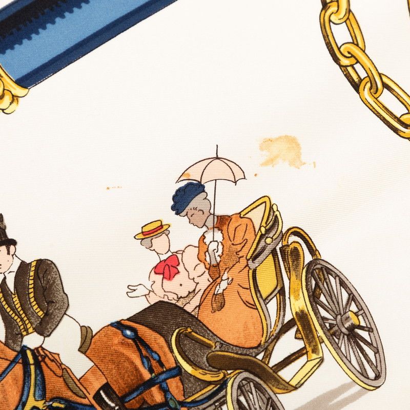 エルメス カレ90 EQUIPAGES 馬車 スカーフ ネイビー マルチカラー
