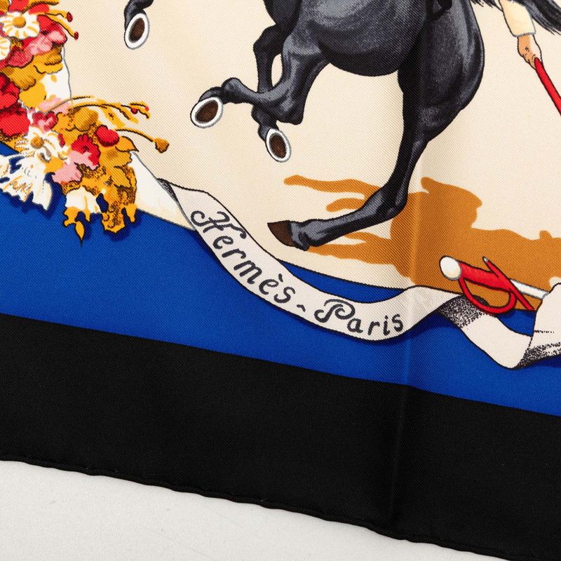 エルメス カレ90 PLAZA DE TOROS 闘牛場 スカーフ ブラック ブルー