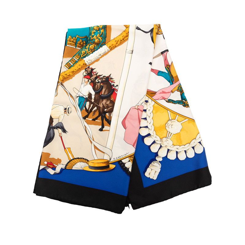 エルメス カレ90 PLAZA DE TOROS 闘牛場 スカーフ ブラック ブルー