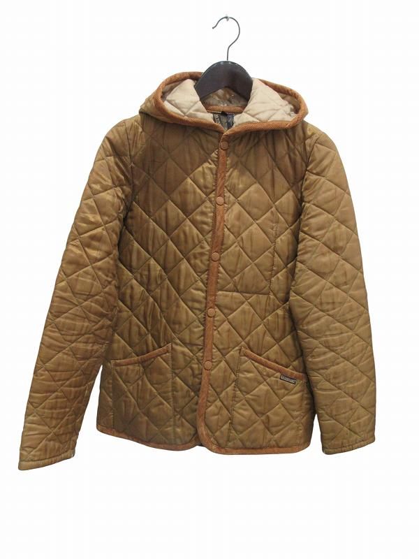 ラベンハム LAVENHAM キルティングジャケット フード ブルゾン キャメル 38サイズ レディース