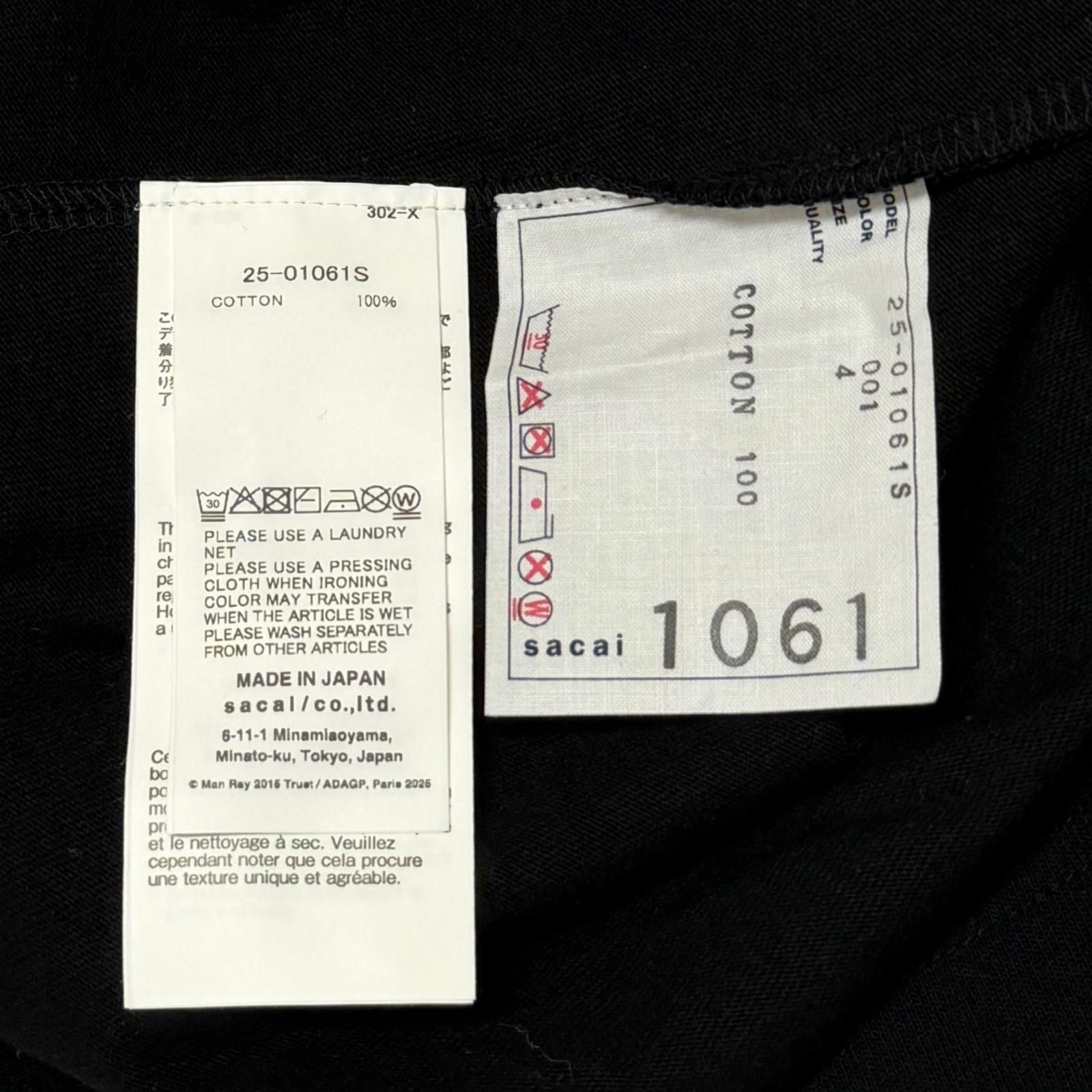 参考上代22000円 sacai 25AW MAN RAYプリントTシャツ マンレイ 半袖