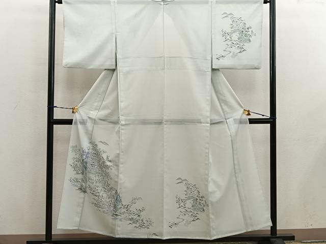 平和屋着物＊夏物　訪問着　絽　風景花文　洗える着物　BAAX8078mz