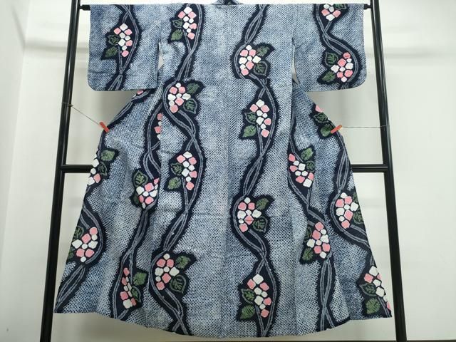 平和屋着物∴夏物　浴衣　有松鳴海絞り　枝花文　綿　逸品　CABJ0131ng