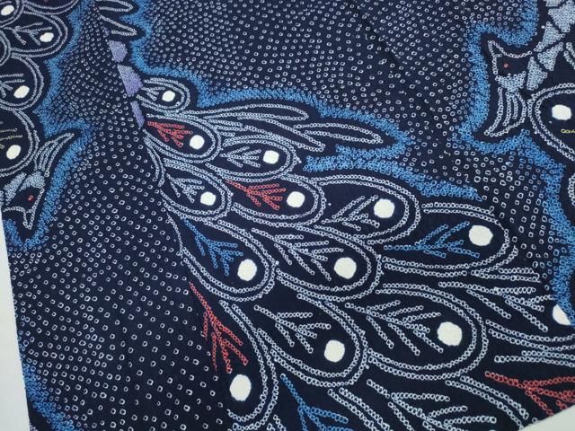平和屋着物∴夏物 浴衣 有松鳴海絞り 孔雀文 綿 逸品 CABJ0136ng