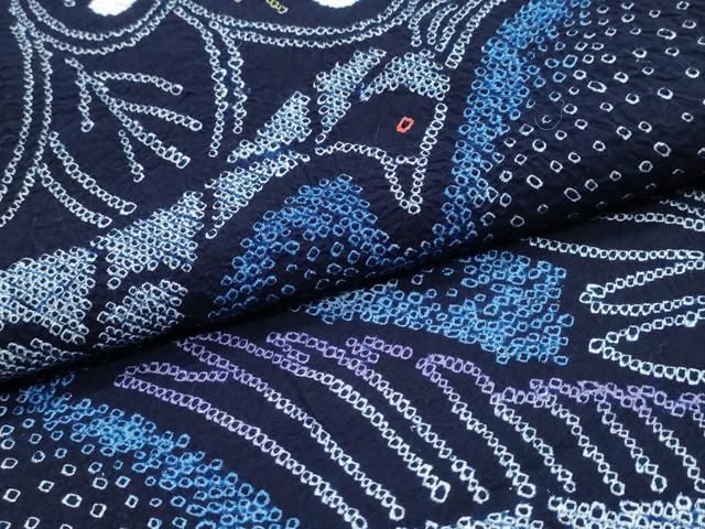 平和屋着物∴夏物 浴衣 有松鳴海絞り 孔雀文 綿 逸品 CABJ0136ng