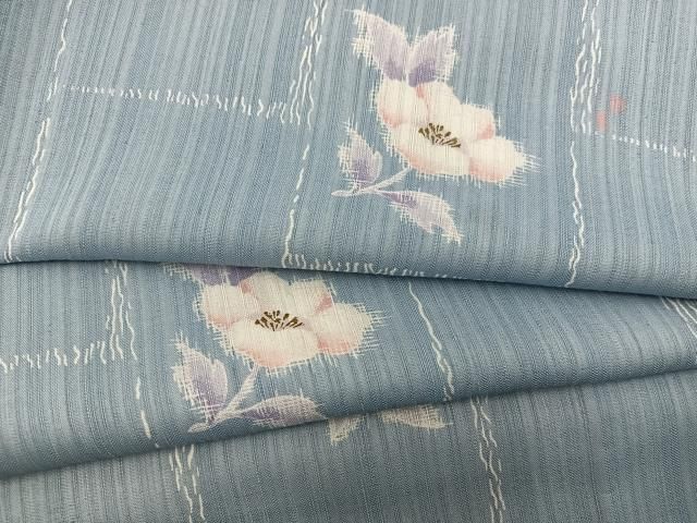平和屋着物＊夏物　小紋　紗　草花文　洗える着物　BAAX8088mz 12,740円