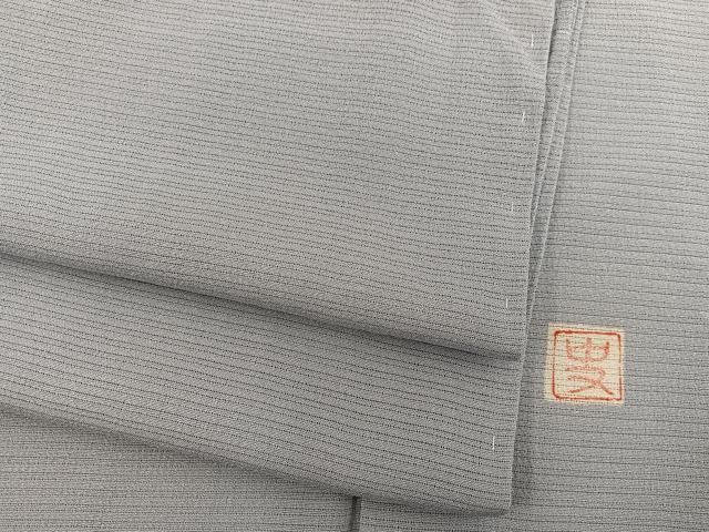 平和屋着物＊夏物　色無地　作家物　絽縮緬　薄墨色　正絹　逸品　BAAX8089mz