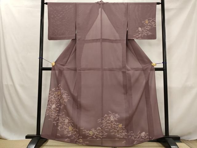 平和屋着物＊夏物　訪問着　絽　松葉文　正絹　逸品　AABJ8886st