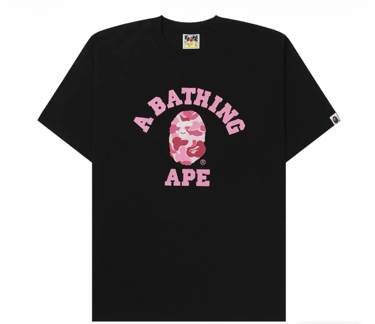 アベイシングエイプ ABC カモフラ カレッジ Tシャツ ブラック ピンク