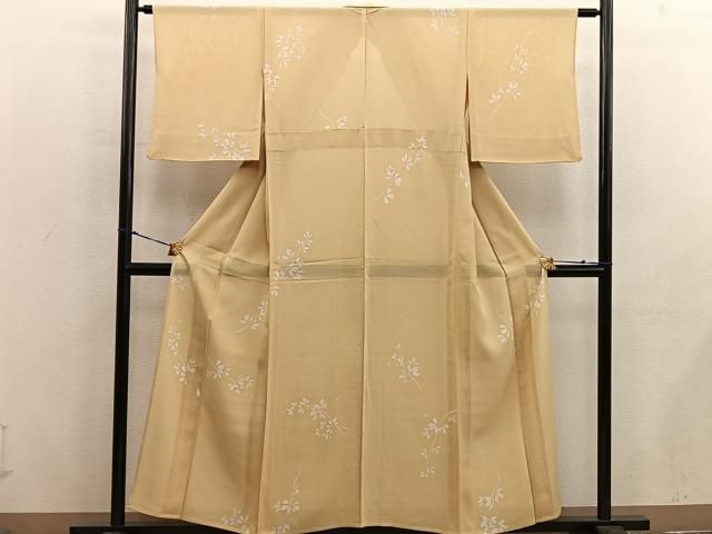 平和屋着物＊夏物　小紋　絽　枝葉文　正絹　逸品　BAAX8134mz