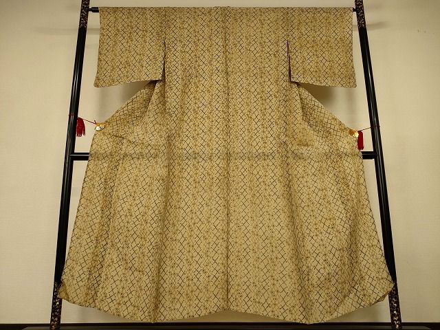 平和屋着物＊夏物　小千谷ちぢみ　間道　麻　逸品　AABJ9153jd