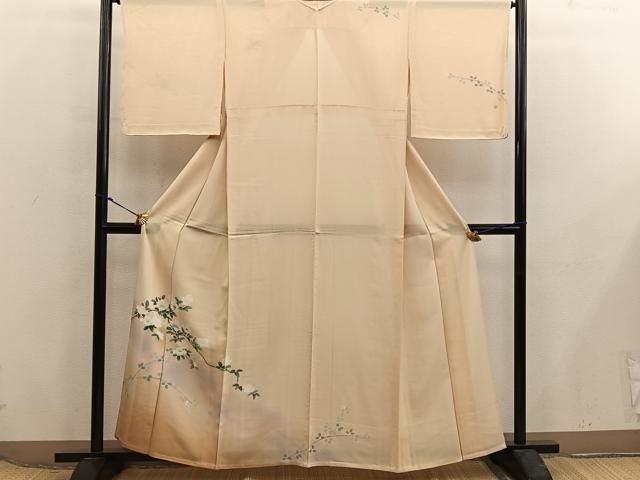 平和屋着物＊夏物　訪問着　絽　螺鈿　枝花文　暈し染め　金彩　正絹　逸品　BAAX8139mz