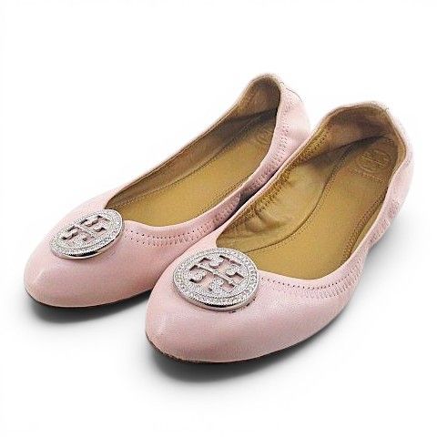 トリーバーチ TORY BURCH バレエシューズ ラインストーン ピンク 7.5M ピンク レザー