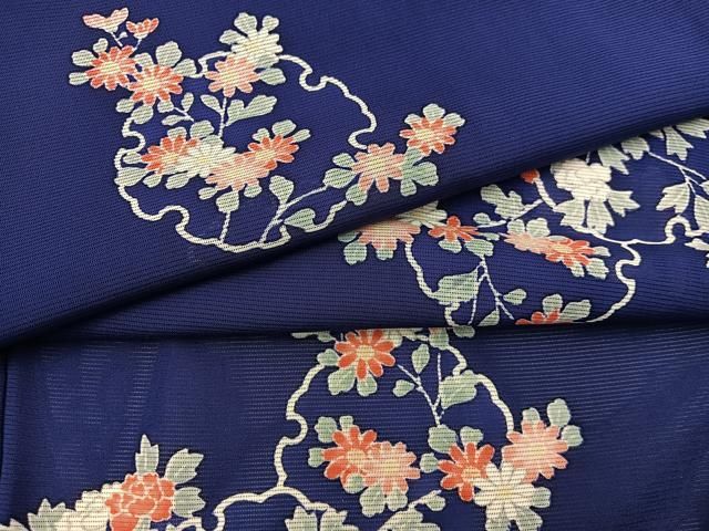 平和屋着物＊夏物　小紋　絽　雪輪花文　正絹　逸品　BAAX8143mz
