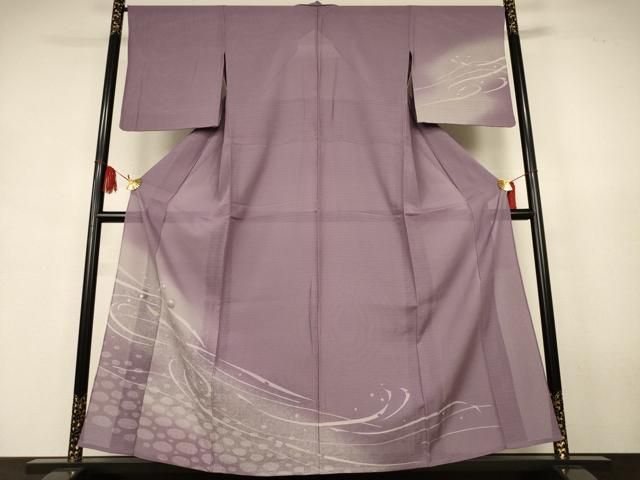 平和屋着物＊夏物　訪問着　縦絽　墨流し文　暈し染め　正絹　逸品　AABJ9171jd