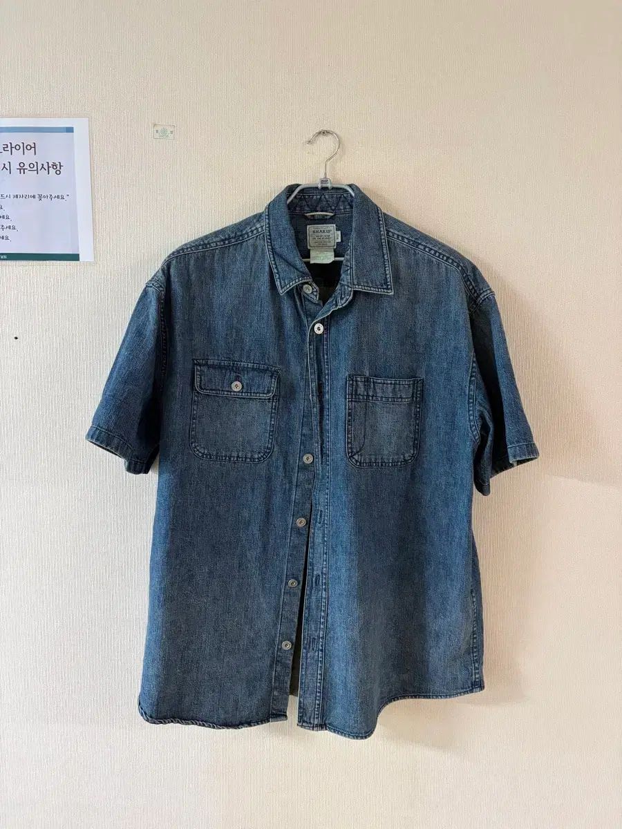 カーキ(カーキ) 2P Denim S/S Shirt Dark Blue Mサイズ