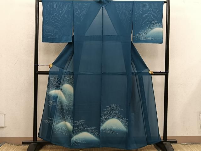 平和屋着物＊夏物　訪問着　絽　遠山花文　暈し染め　金銀彩　正絹　逸品　BAAX8159mz