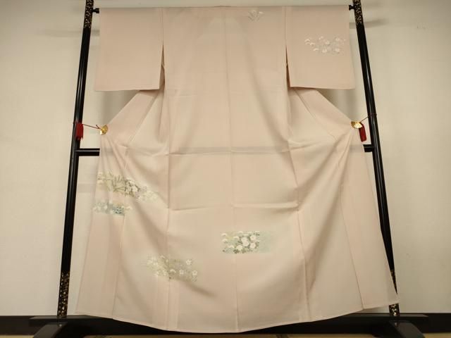 平和屋着物＊夏物　訪問着　絽　友禅　横段草花文　正絹　逸品　AABJ9183jd