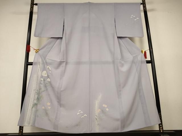 平和屋着物＊夏物　訪問着　絽　草花文　銀彩　正絹　逸品　AABJ9188jd