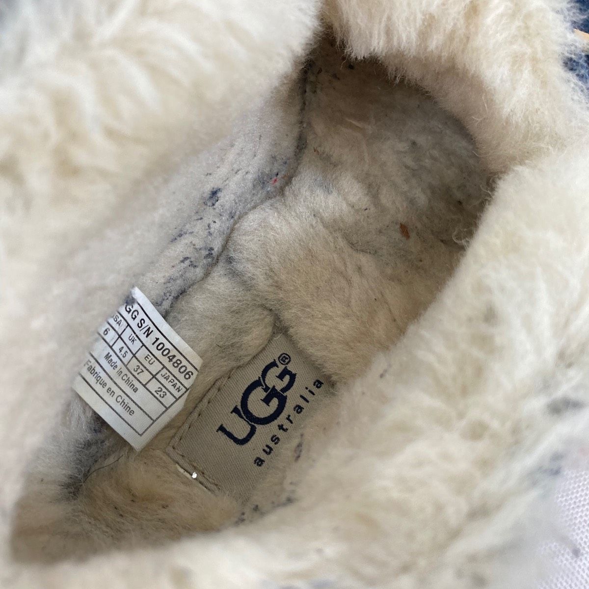 UGG australia モカシン/ローファー 23cm ネイビー ボア リボン S/N