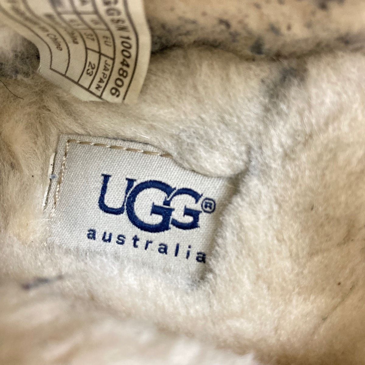 UGG australia モカシン/ローファー 23cm ネイビー ボア リボン S/N