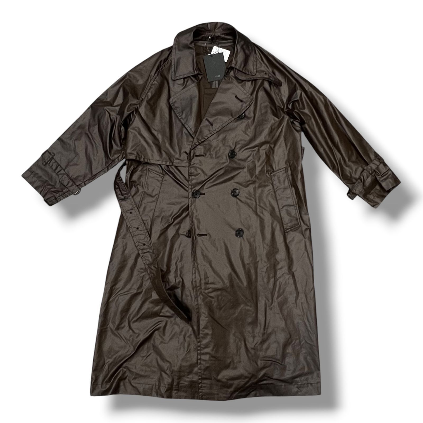 参考上代90,200円 未使用 YOKE 24AW LEATHER-LIKE TRENCH COAT レザーライクトレンチコート ヨーク YK24FW0760C ブラウン1 1817A1