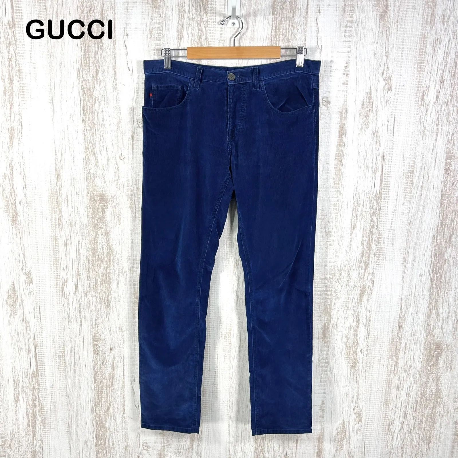 GUCCI グッチ ボタンフライ コーデュロイパンツ ブルー