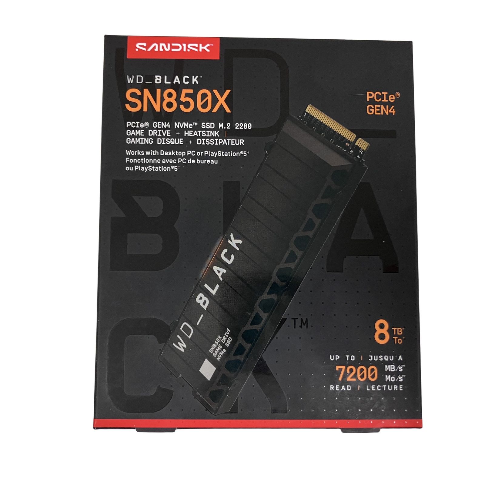 Sandisk WD_Black SN850X NVMe SSD WDS800T2XHE 8TB M.2 2280 NVMe Gen4 パソコン 周辺機器 未使用 O11304266