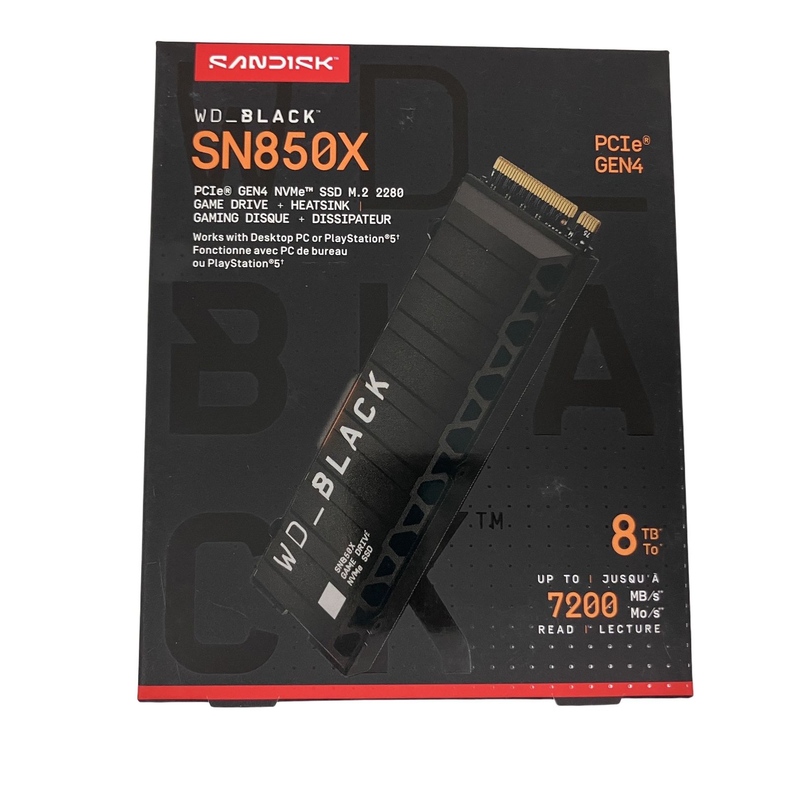 Sandisk WD_Black SN850X NVMe SSD WDS800T2XHE 8TB M.2 2280 NVMe Gen4 パソコン 周辺機器 未使用 O11394497