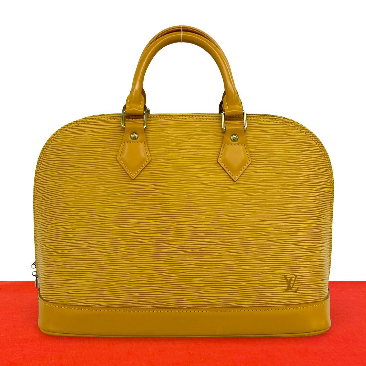 極 美品 LOUIS VUITTON ルイヴィトン アルマ エピ レザー 本革 ラウンドジップ ハンドバッグ ミニ ボストンバッグ タッシリイエロー 473-1 56,040円