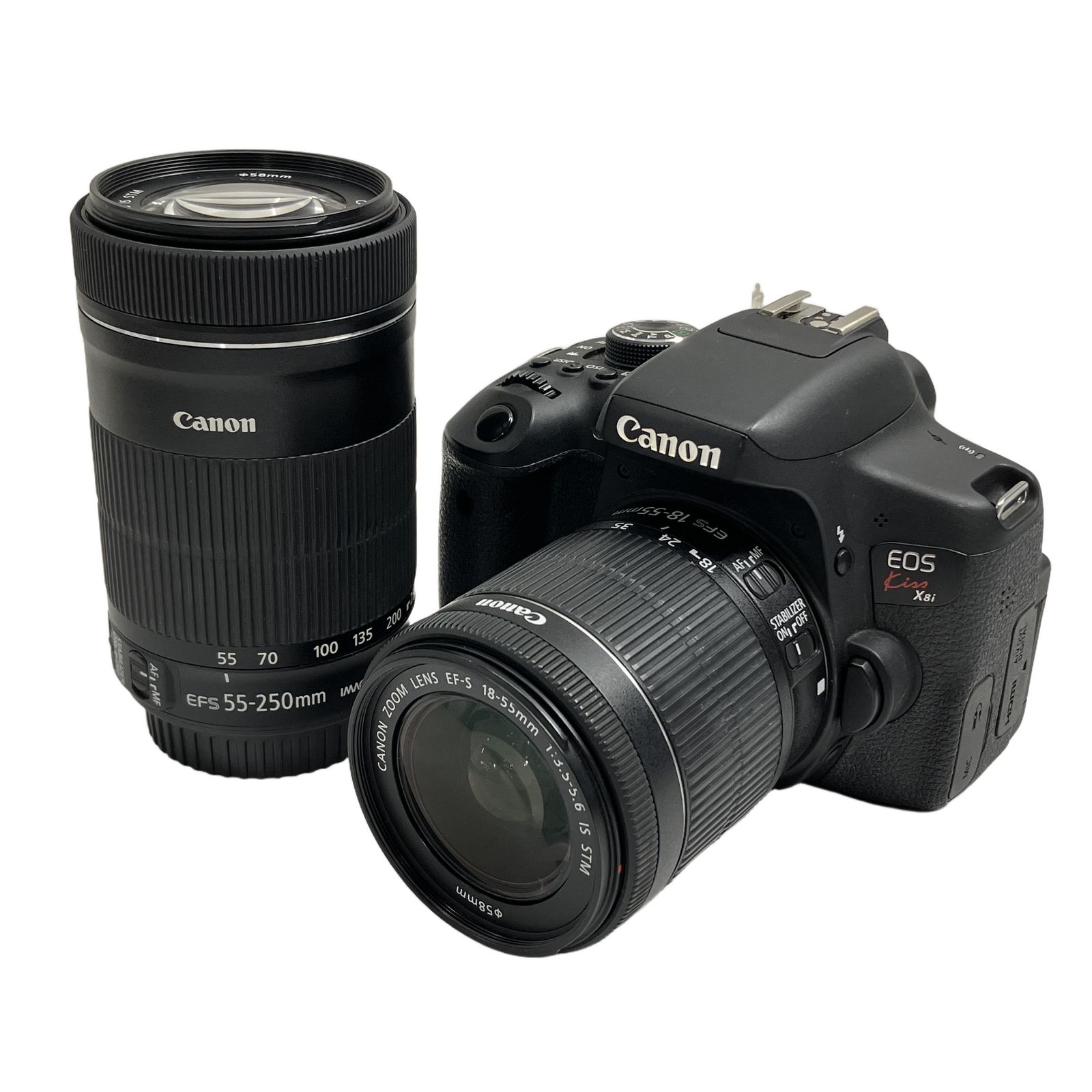 Canon DS126571 EOS Kiss x8i EF-S 18-55mm 55-250mm カメラ レンズ ダブルレンズキット キャノン 中古 W11310291
