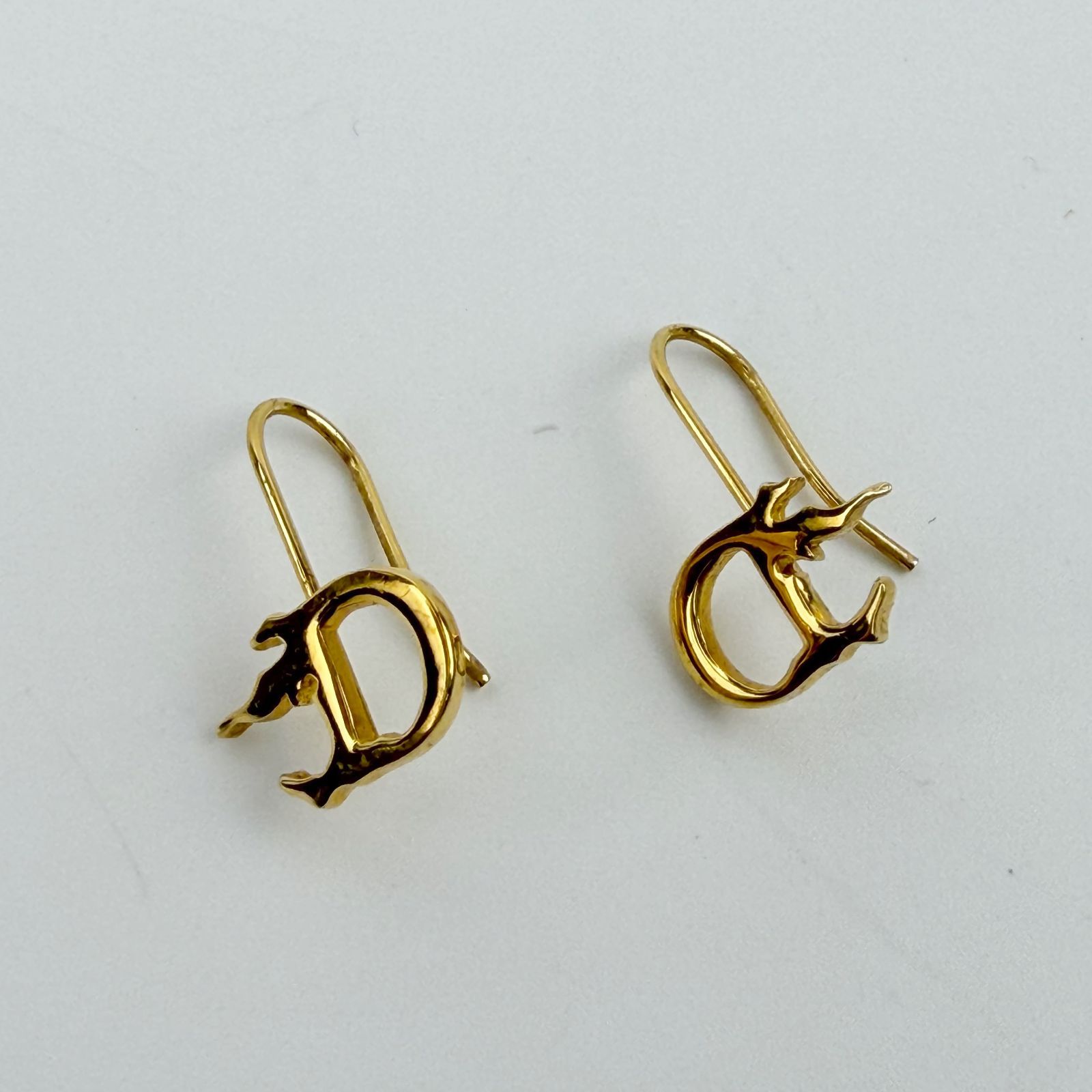 中古】Christian Dior クリスチャン ディオール Dロゴ ピアス メッキ
