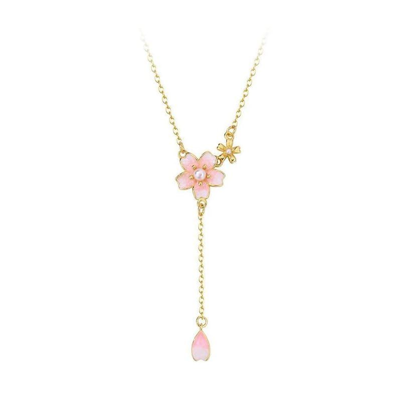 [gulamu jewelry] ネックレス 桜 レディース さくら サクラ 金属アレルギー対応 シルバー925 パール ゴールドコーティング レディース プレゼント 人気 女性 彼女