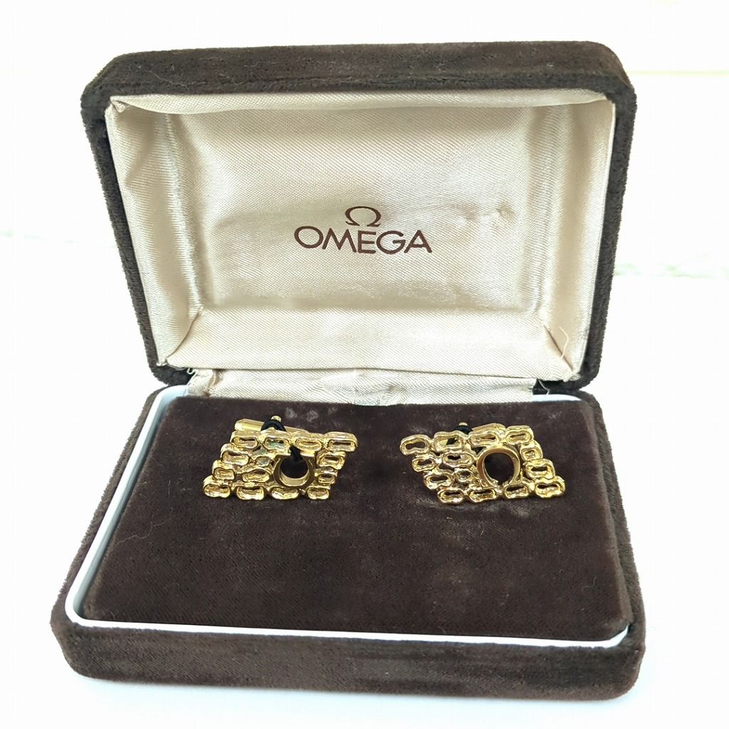 Omega オメガ Ω ロゴ カフリンクス ゴールド オリジナルケース付き