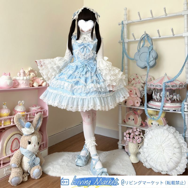 【華麗花嫁】オリジナルデザイン Lolita洋装 華やかなフリルJSKドレス&内搭シャツ&ケープ 各色展開 S~Lサイズ CS626P179