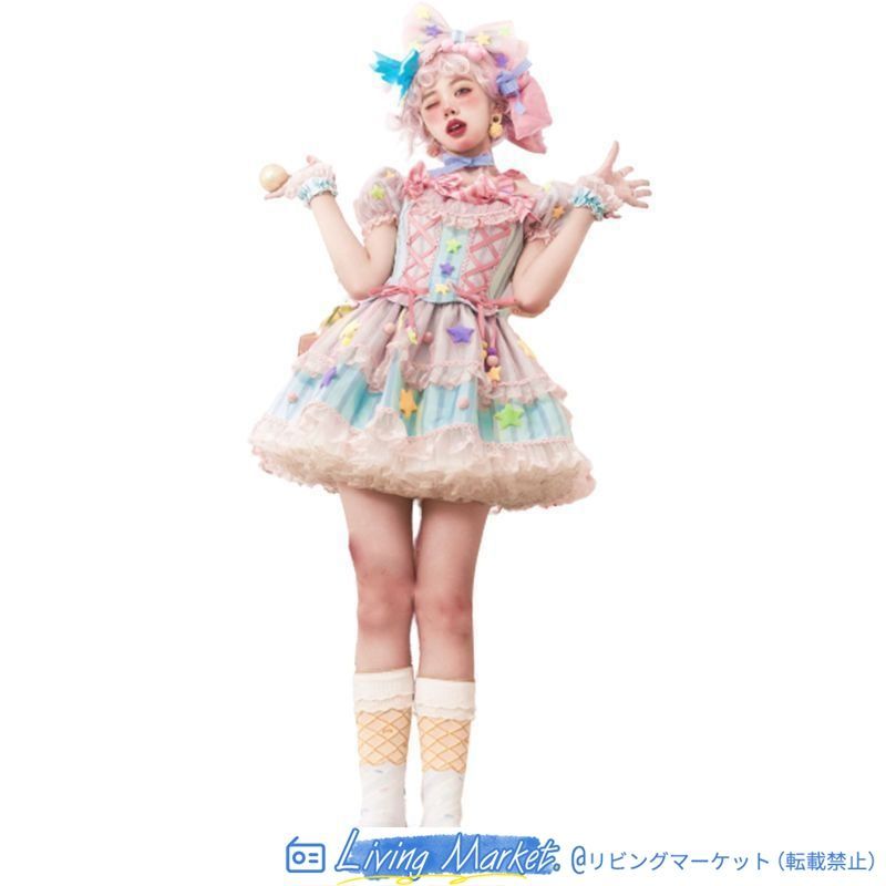 桜姫 ロリータワンピース 砂糖魔法 オリジナルデザイン プリンセス風 軽ロリータスタイル 優雅で可愛い 単品 ドレス 撮影会 イベント用 CS626P202
