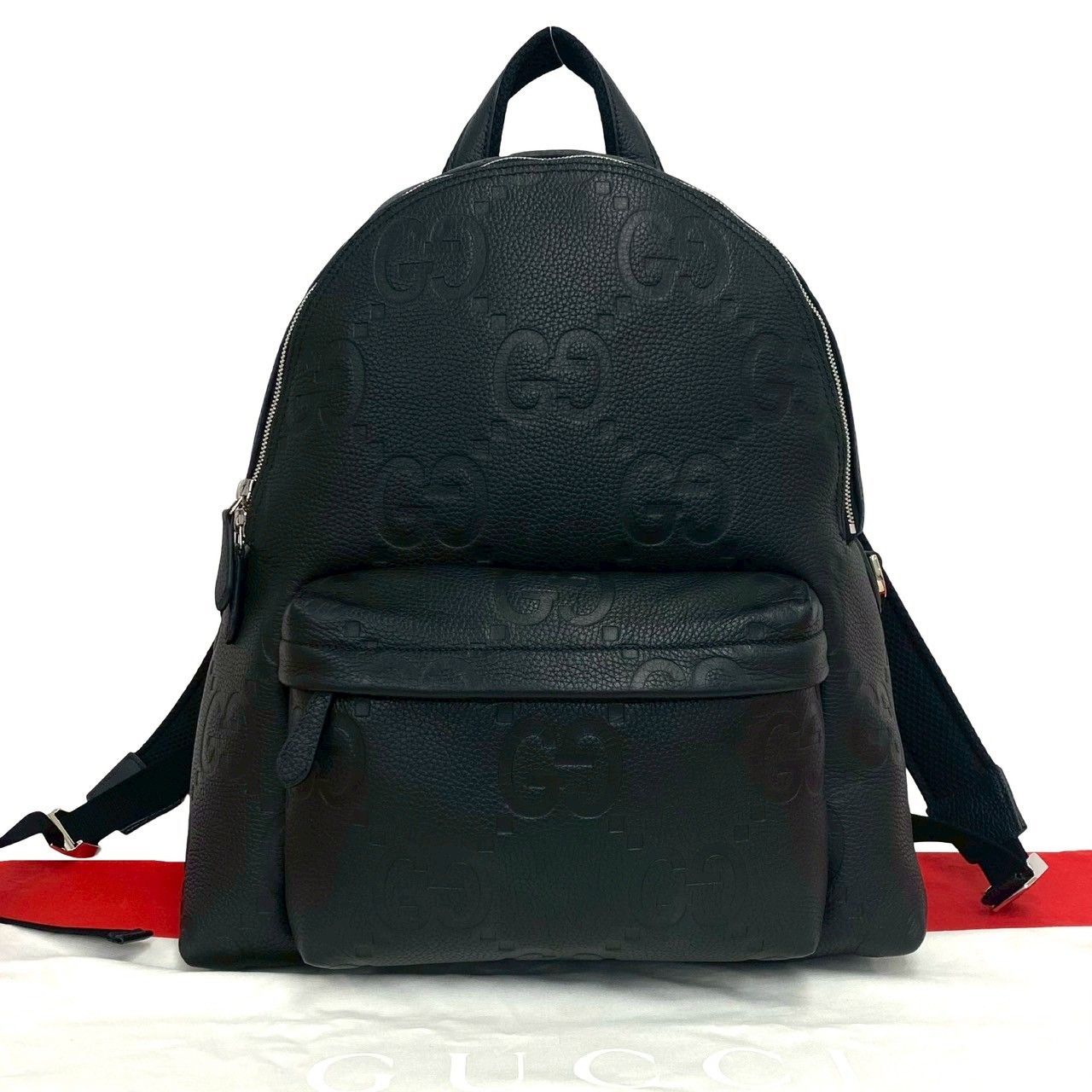 ほぼ未使用 保存袋付き GUCCI グッチ ジャンボ GG ロゴ レザー 本革