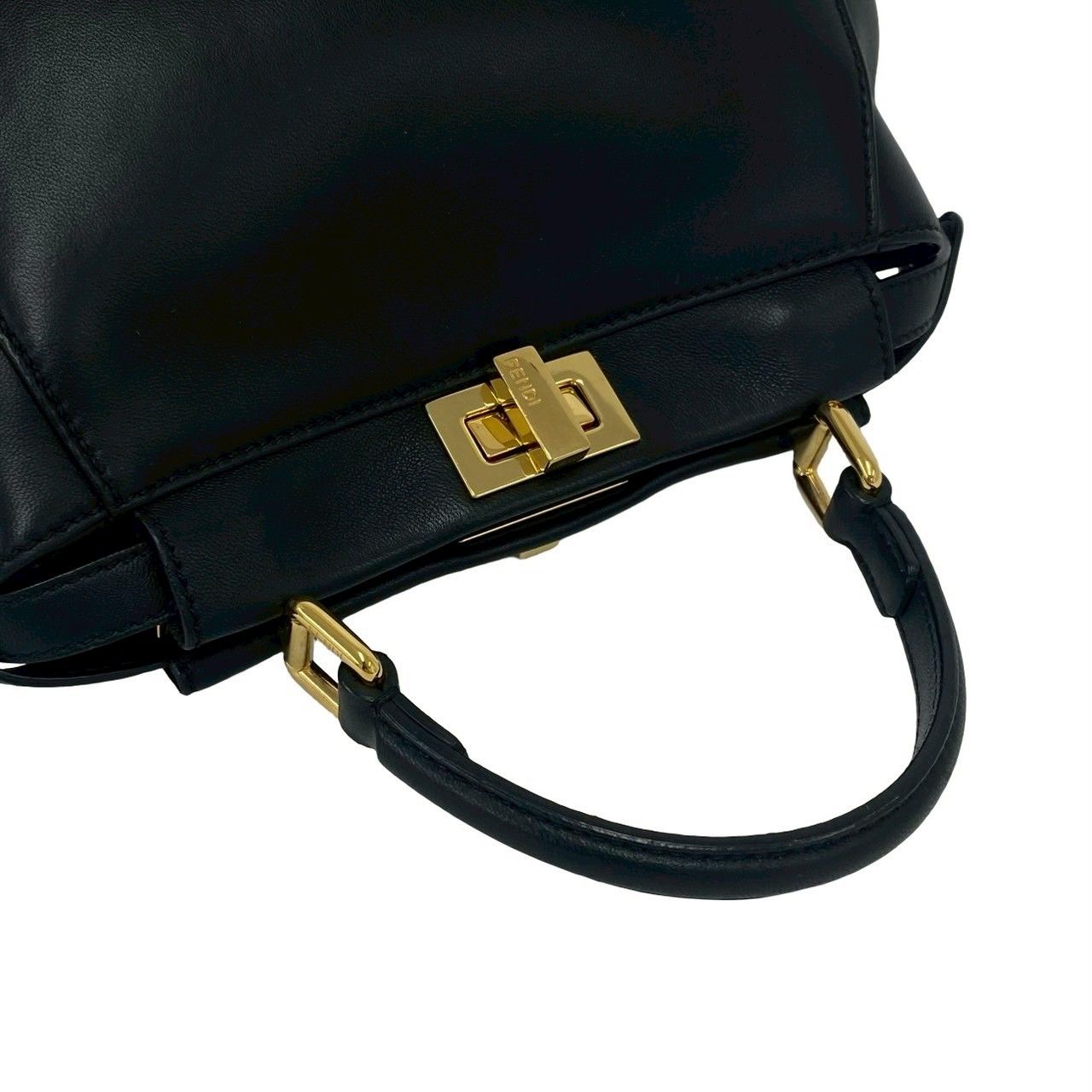 極 美品 FENDI フェンディ ピーカブー ミニ ターンロック ロゴ 金具
