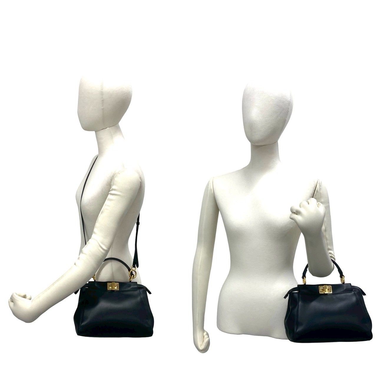 極 美品 FENDI フェンディ ピーカブー ミニ ターンロック ロゴ 金具