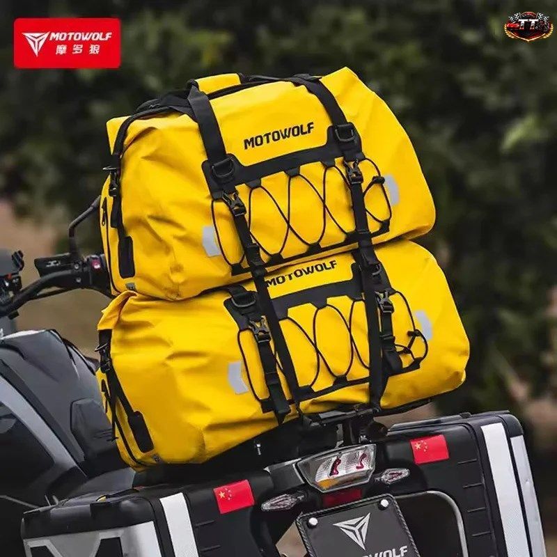 40L/66L モーターサイクルサドルバッグ モーターサイクルテールバッグ 防水リアバッグ 大容量PVCモーターサイクルトラベルバッグ