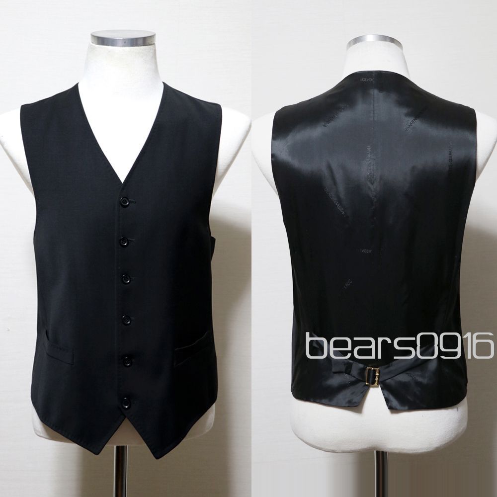 【ドルチェ＆ガッバーナ】ジレベスト メンズ 50 XL 極美品 黒 ドルガバ イタリア製 6B ウール ジレ ベスト ブラック 無地 フォーマル ビジネス 大き目サイズ