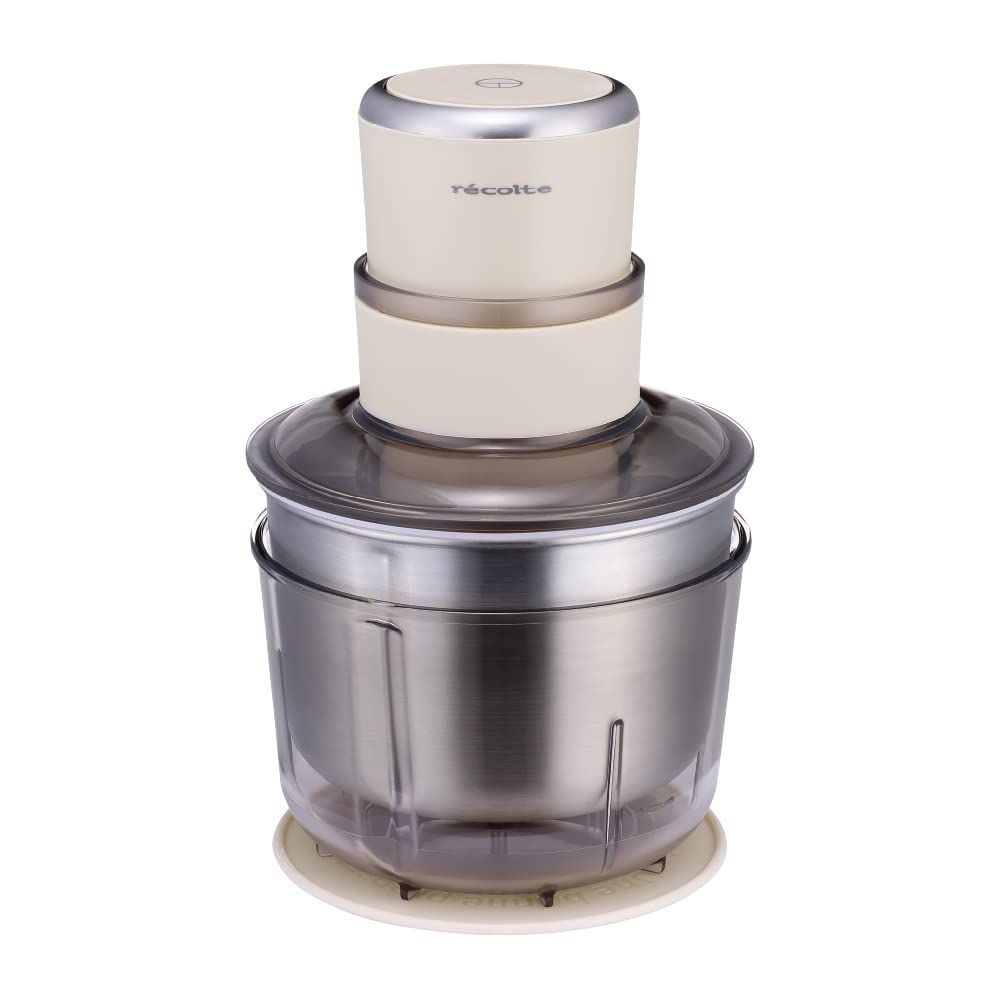 recolte レコルト フードプロセッサー コンボ 1台7役 大容量 300W 氷粉砕 肉挽き 生地こね 洗いやすい コンパクトに収納 刻む 混ぜる 練る つぶす 砕く 泡立てる こねる ひき肉 パスタ パン生地 クリームホワイト RCP- 00308cad