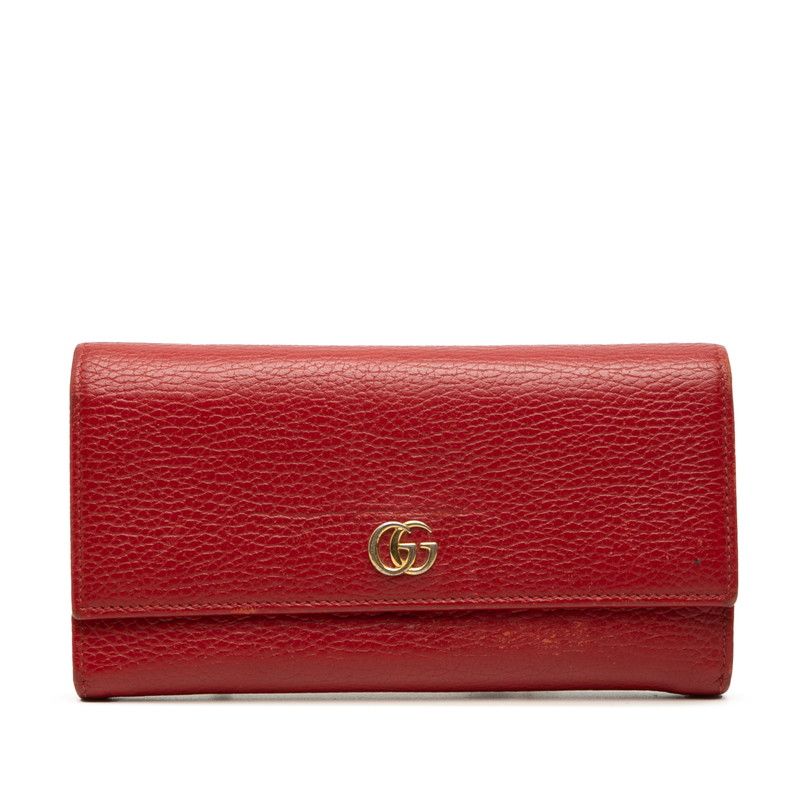 グッチ ダブルG 長財布 456116 レッド レザー レディース GUCCI【228-77983】