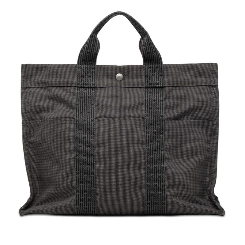 エルメス エールラインMM トートバッグ ハンドバッグ グレー系 キャンバス レディース HERMES【228-77985】