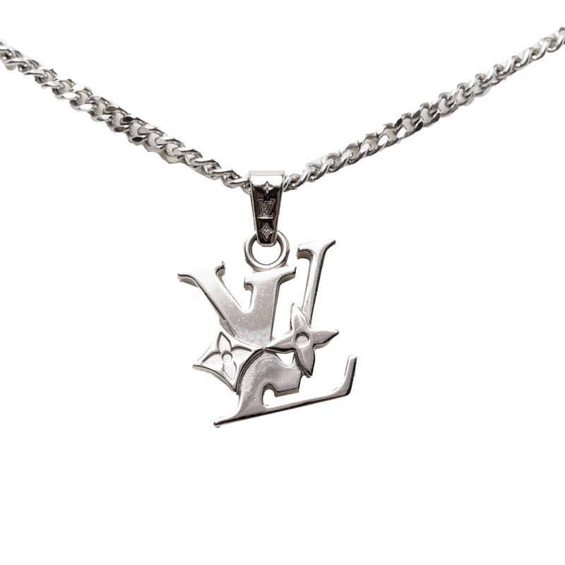 ルイ ヴィトン モノグラム ロウ チェーン ペンダント ネックレス M02254 シルバー メタル レディース LOUIS VUITTON【228-77995】
