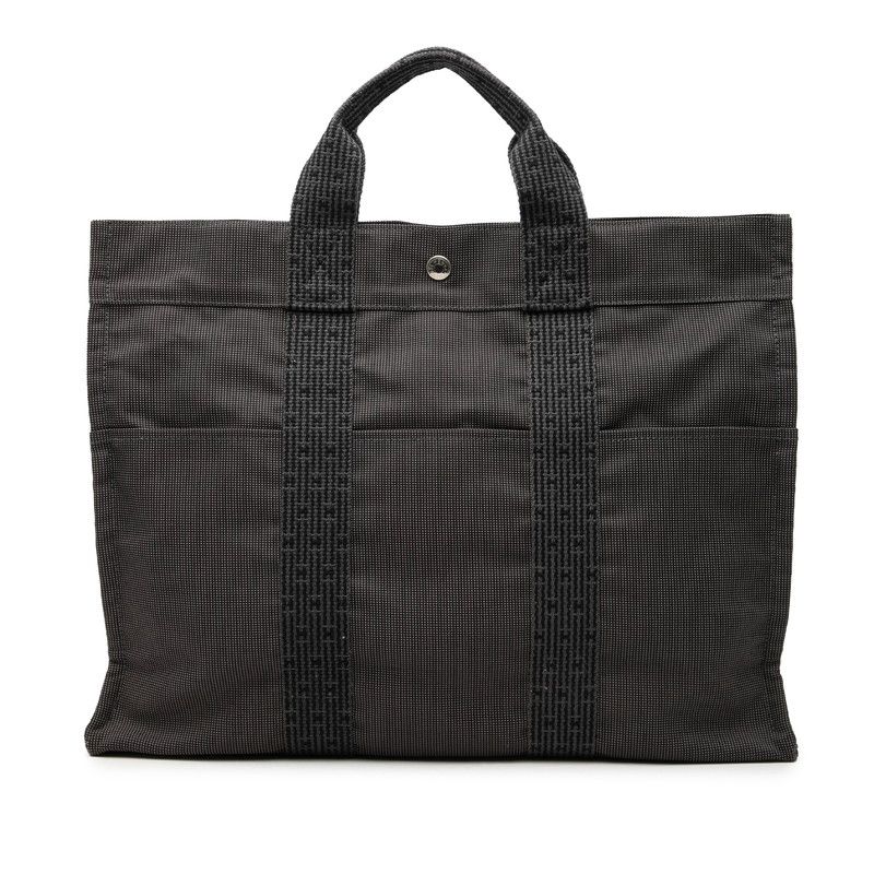 エルメス エールラインMM トートバッグ ハンドバッグ グレー キャンバス レディース HERMES【247-78278】