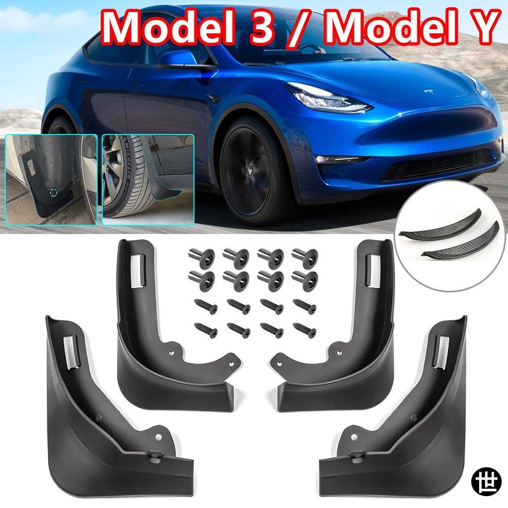 テスラ モデルY 2021 - 23 モデル3 モデル3 2016-2023用マッドフラップフロント/リアフェンダープロテクター