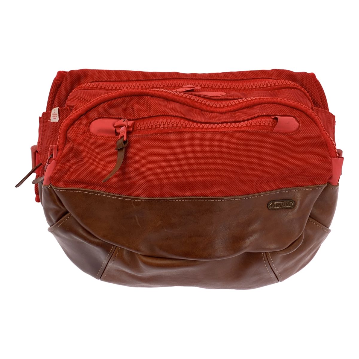 visvim / ビズビム | Ballistic 8L レザー 切替 ボディバッグ | レッド/ブラウン | メンズ